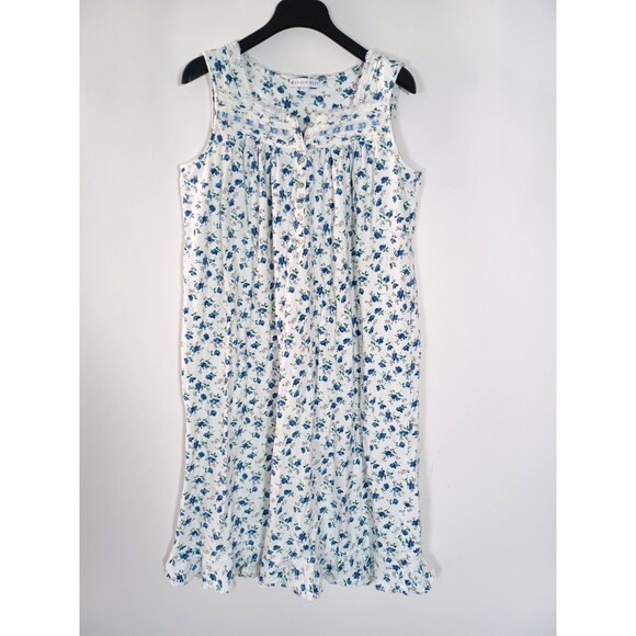 Eileen West Floral Nightgown Large Boho Ballet Cottagecore Lace Ribbon Trim Trad - Picture 2 of 5